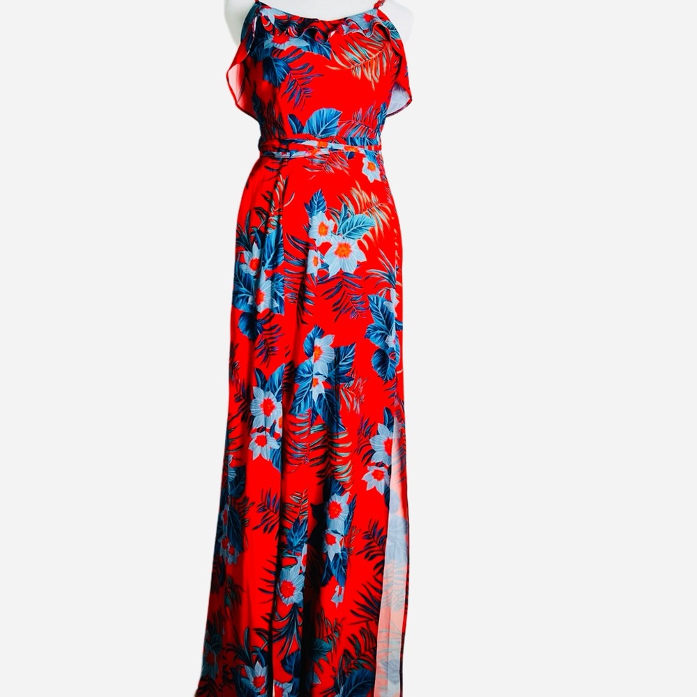 Nobody’s Child Tropical Frill Maxi Dress US Size 4
